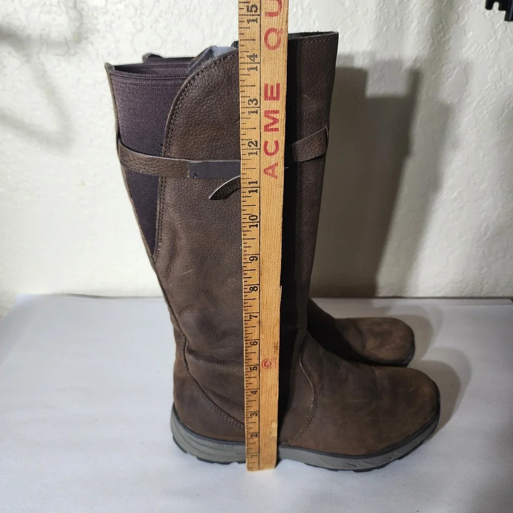Eddie Bauer Huntley Tall Dark Brown Leather Boots Womens 8 61692237 FH20